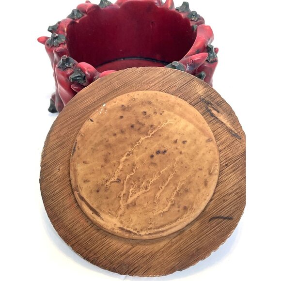 Red Hot Chili Jalapeno Pepper Southwestern Kitchen Jewelry Trinket Box Lid VTG - Picture 4 of 9